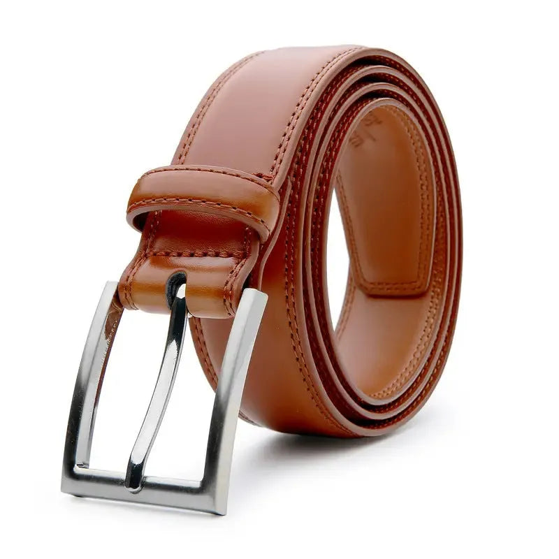 Men's genuine leather casual belt with alloy buckle in 95 grain pattern