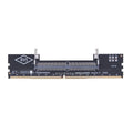 DDR4 laptop memory to desktop adapter card with test protection circuitry