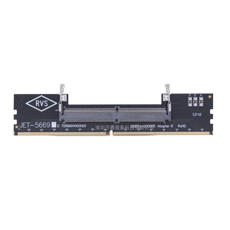 DDR4 laptop memory to desktop adapter card with test protection circuitry