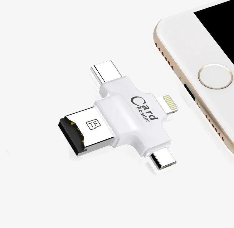 Cross Card Reader external USB 2.0 multi-function memory card reader in white and black