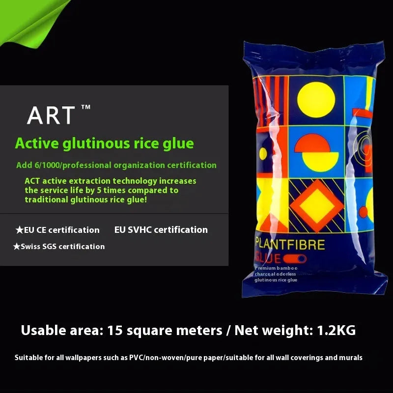 Three rolls of clean-smelling, formaldehyde-free glutinous rice wallpaper adhesive on a shelf.