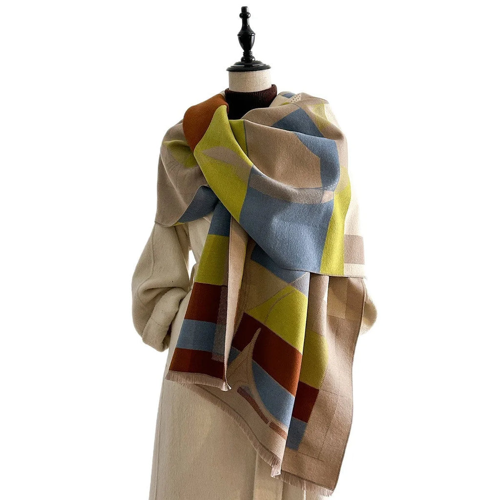 European style 185x65cm imitation cashmere polyester scarf in eight autumn colours