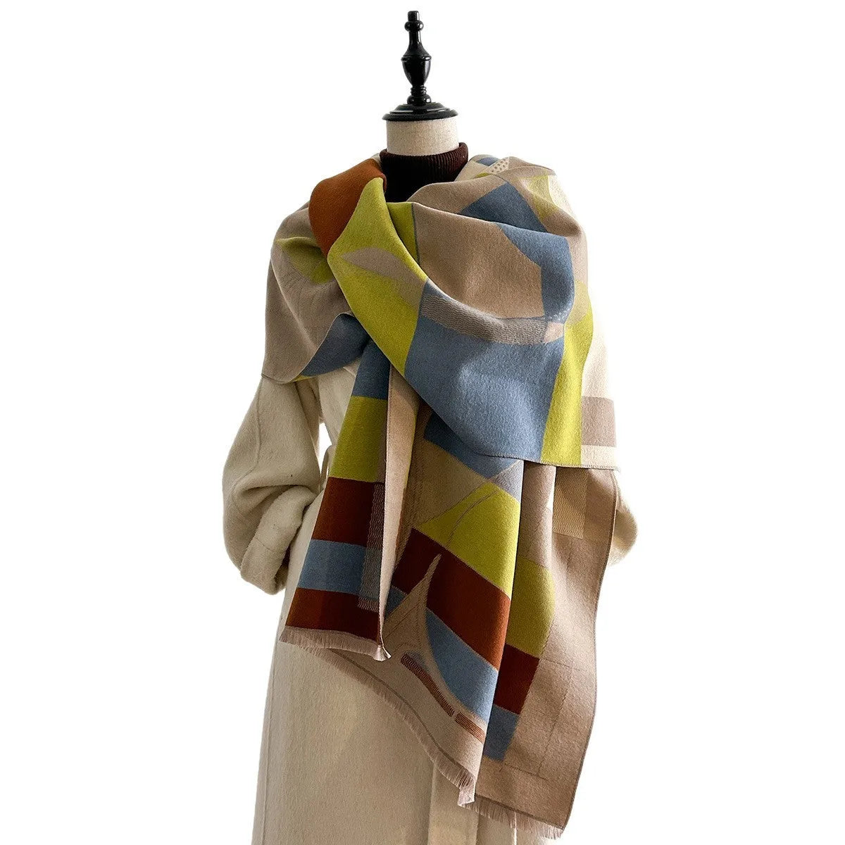European style 185x65cm imitation cashmere polyester scarf in eight autumn colours