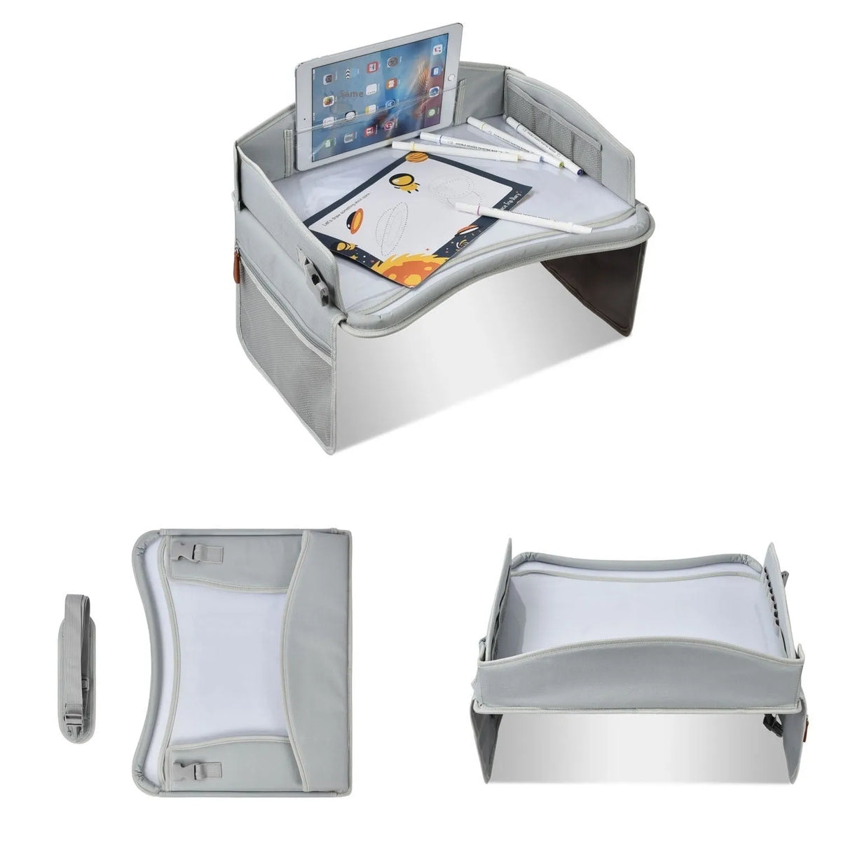 Gray children's toy car writing board tray travel artboard bag made from water-repellent cloth