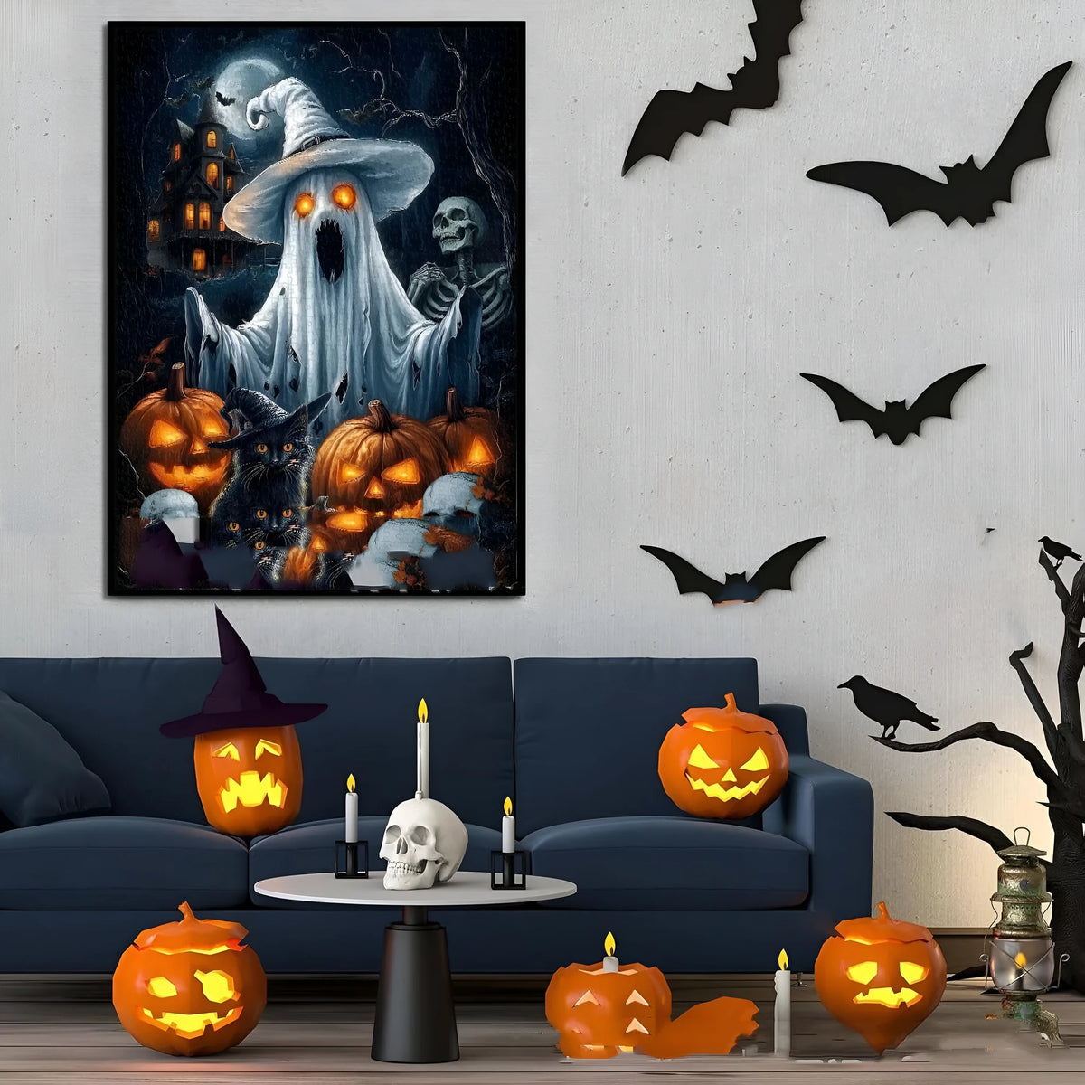 Halloween ghost puzzle plastic decoration for party and home display, size as shown in picture