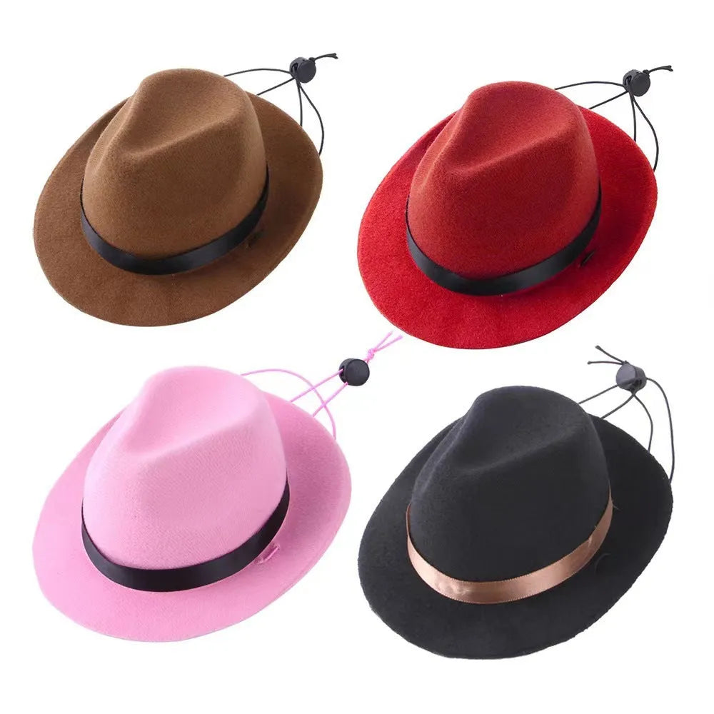 S size 155 cm diameter wool felt mini pet hat in pink, black, brown, or red colour for small pets