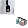 Wall mounted automatic toothpaste dispenser and toothbrush holder set with suction cup mounting