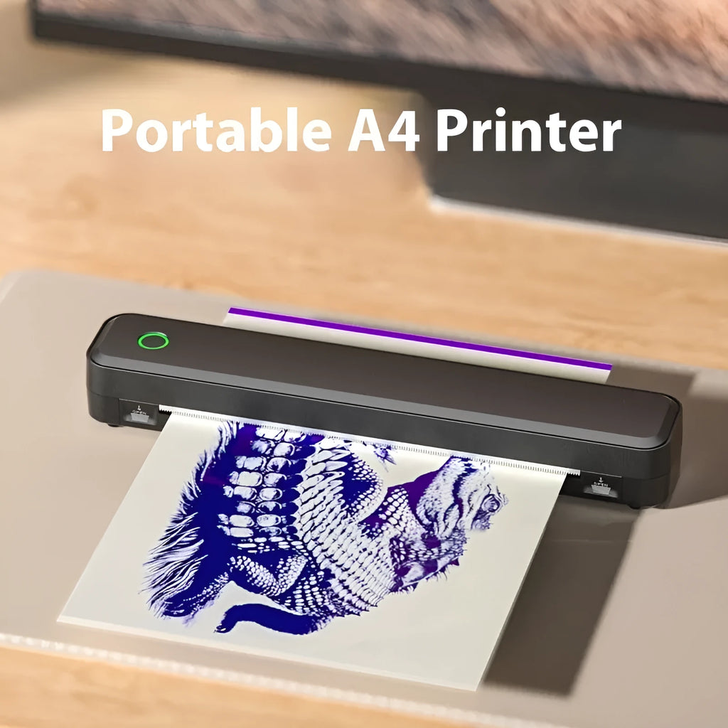Bluetooth thermal printer for mobile drawing printing in black or white, compact 295mm desktop size