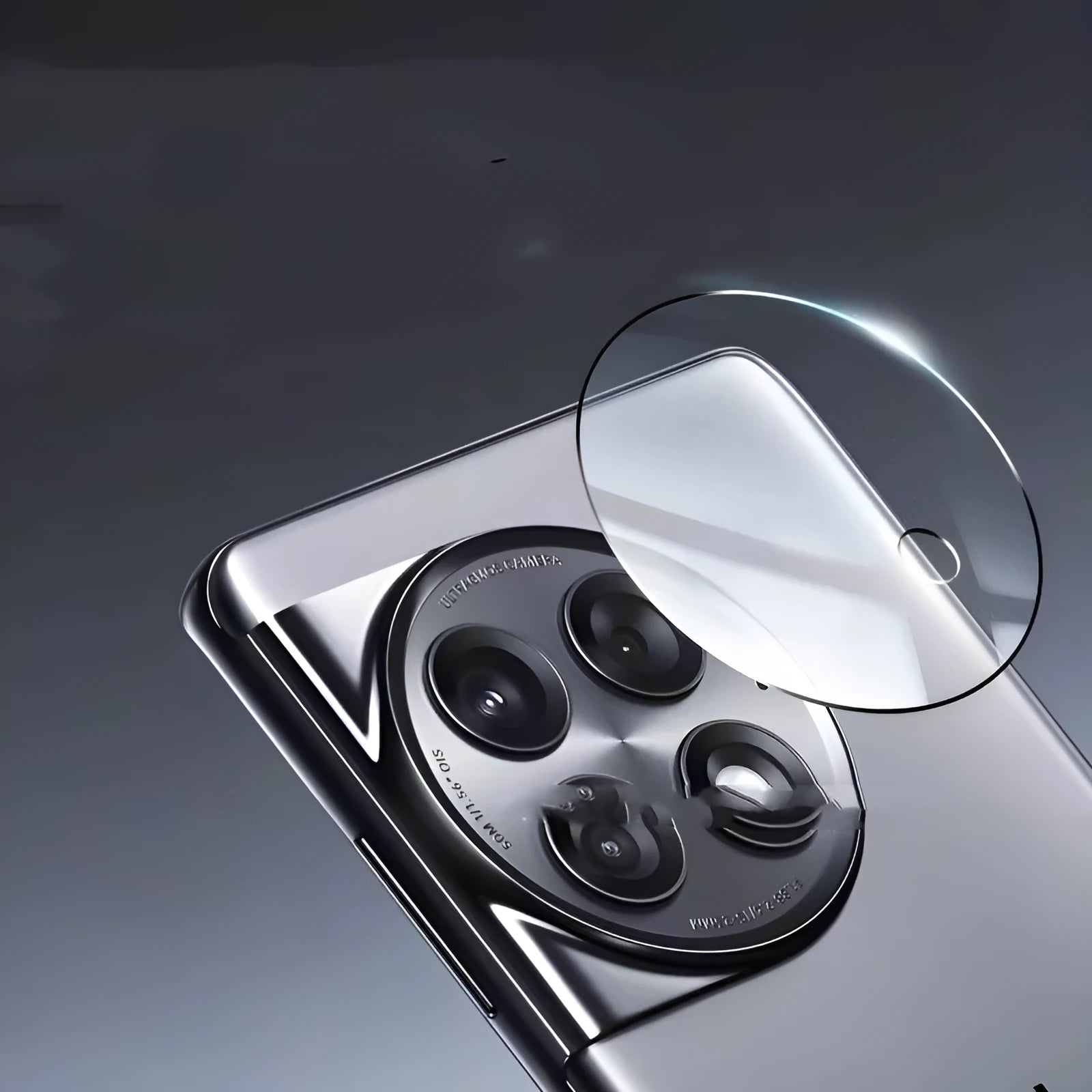 Tempered glass screen and camera lens protector for OnePlus 12, Find N3, and OnePlus 11 smartphones with black ring design.