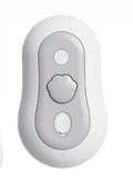 Rechargeable cat massage comb in beige yellow, blue, grey, or orange colours showing ABS silicone construction