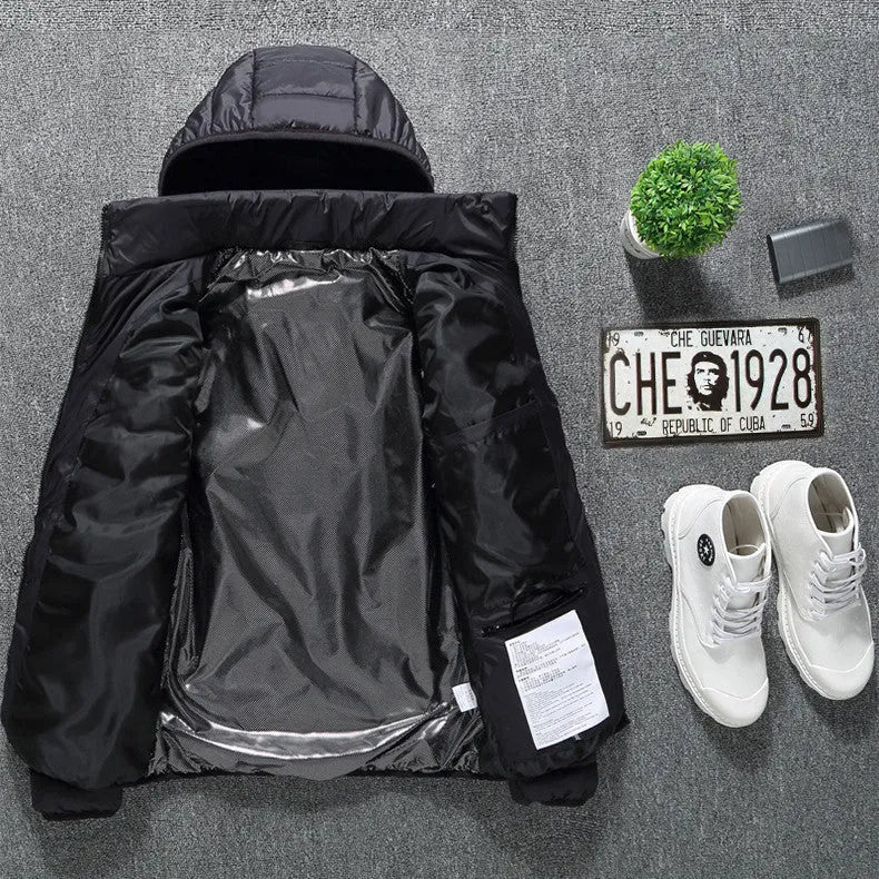 USB heated jacket in Black Zone 8 with hood and zipper, sizes S to 6XL
