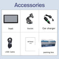 7 inch portable car GPS navigation device on dashboard with bracket and car charger