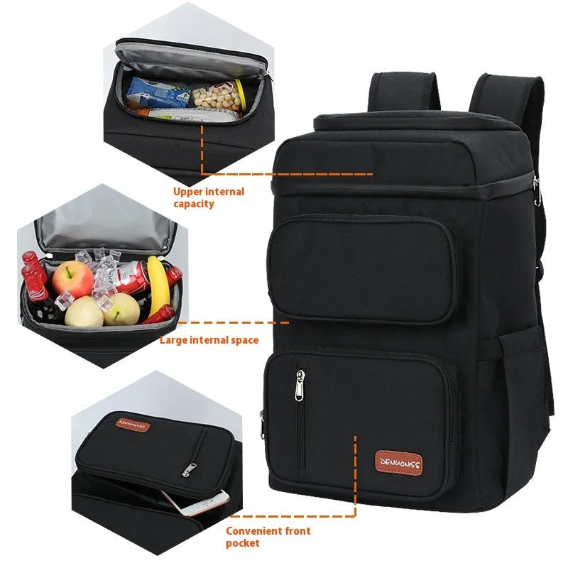 New double-layer thermal preservation backpack in gray made of Oxford cloth with modern simple style