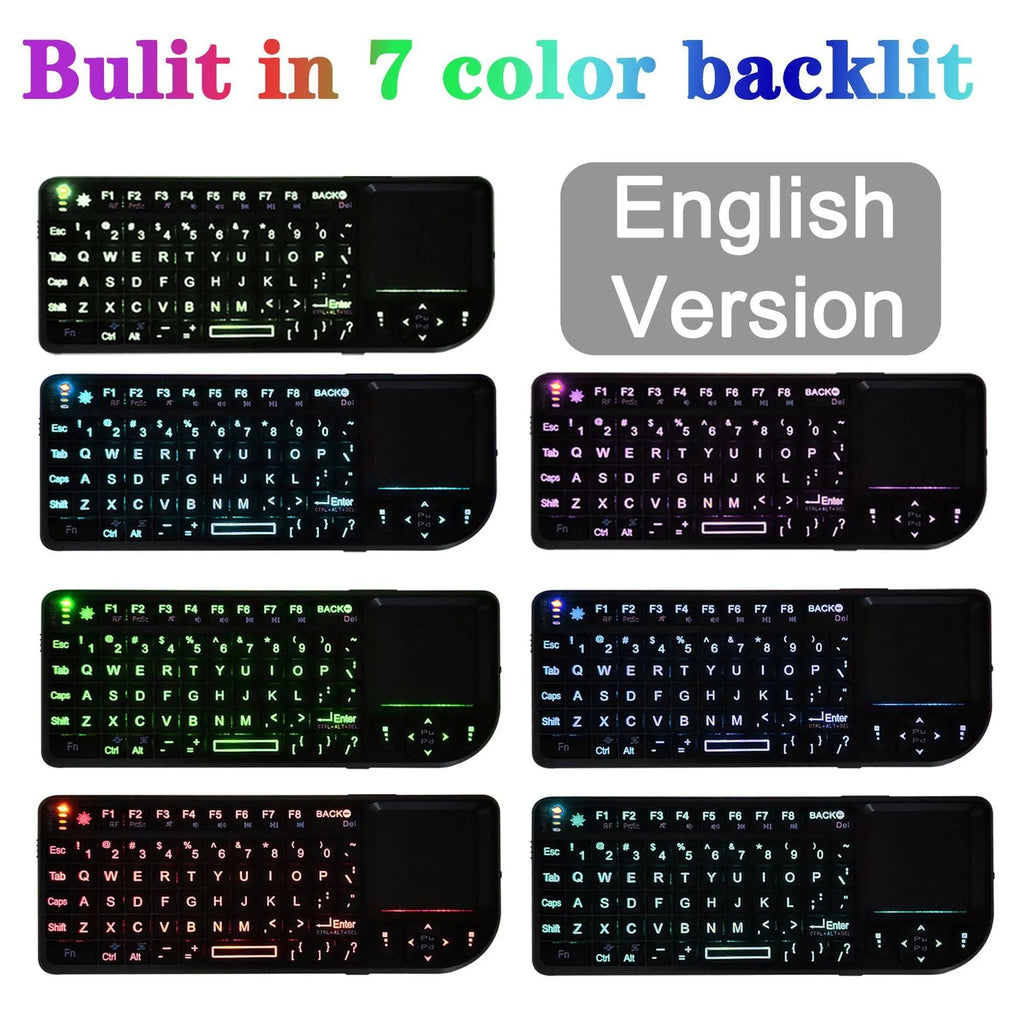 Mini wireless Bluetooth laser touch keyboard with 7 colour backlight and ABS construction