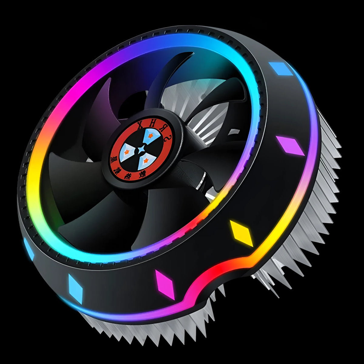 RGB LED air CPU cooler with aluminium heatsink, two heat pipes, and 10cm oil bearing fan for 115X AMD