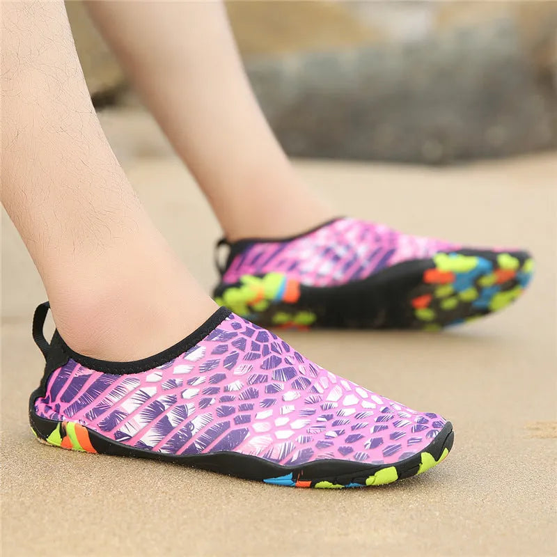 Men's and women's beach wading shoes in multiple colours with Lycra fabric upper and EVA midsole