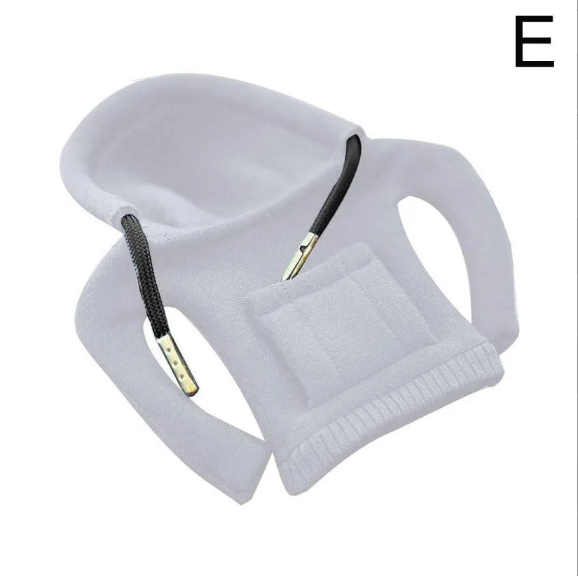 Cloth car gear shift knob cover in various colours showing 13cm by 8cm dimensions