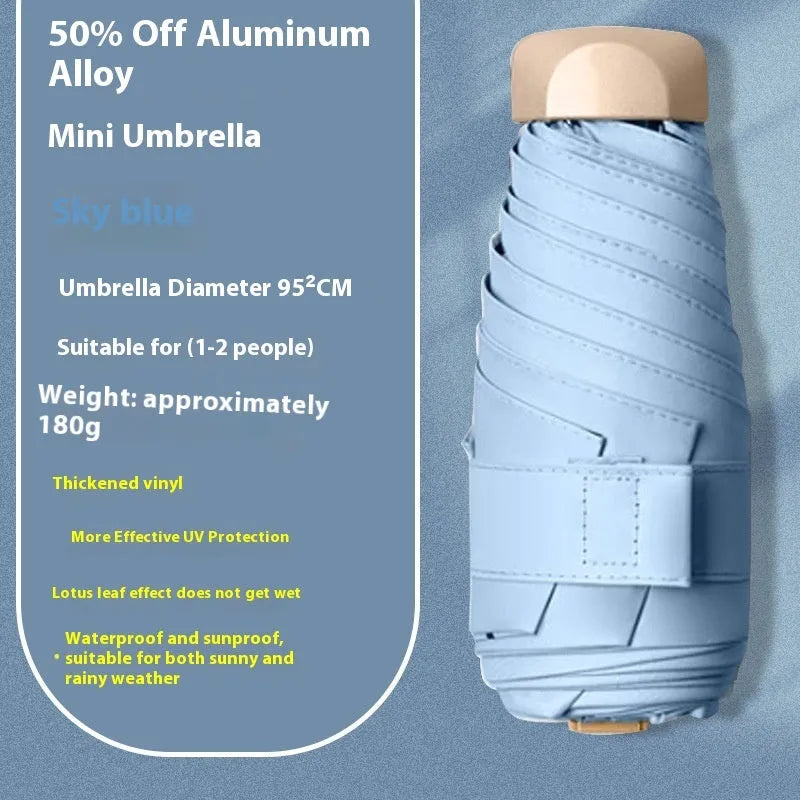 Five-fold manual umbrella with vinyl-laminated fabric in beige, black, blue, green, navy, pink, yellow or purple