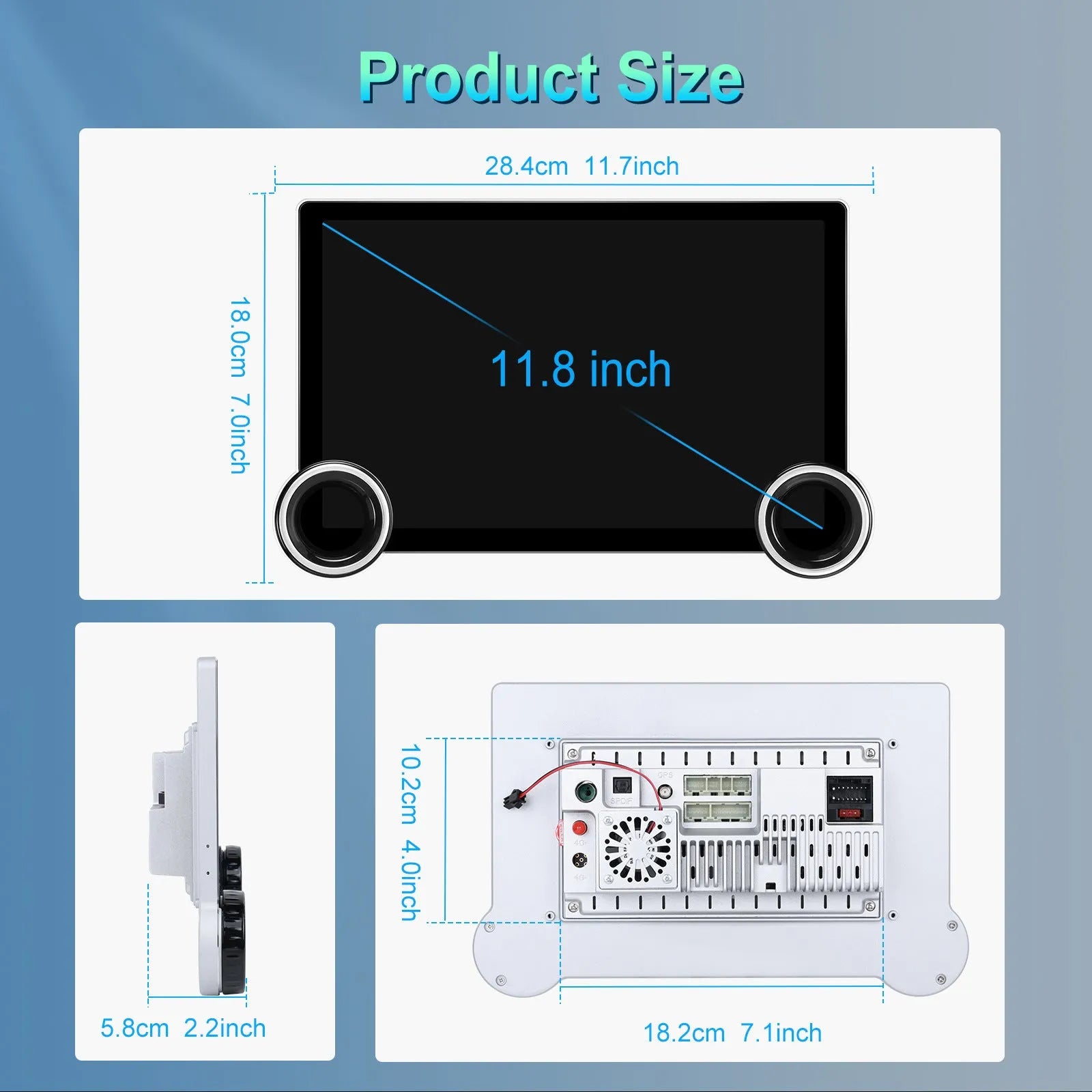 11.8-inch double knob Android car multimedia player with QLED screen and wireless CarPlay