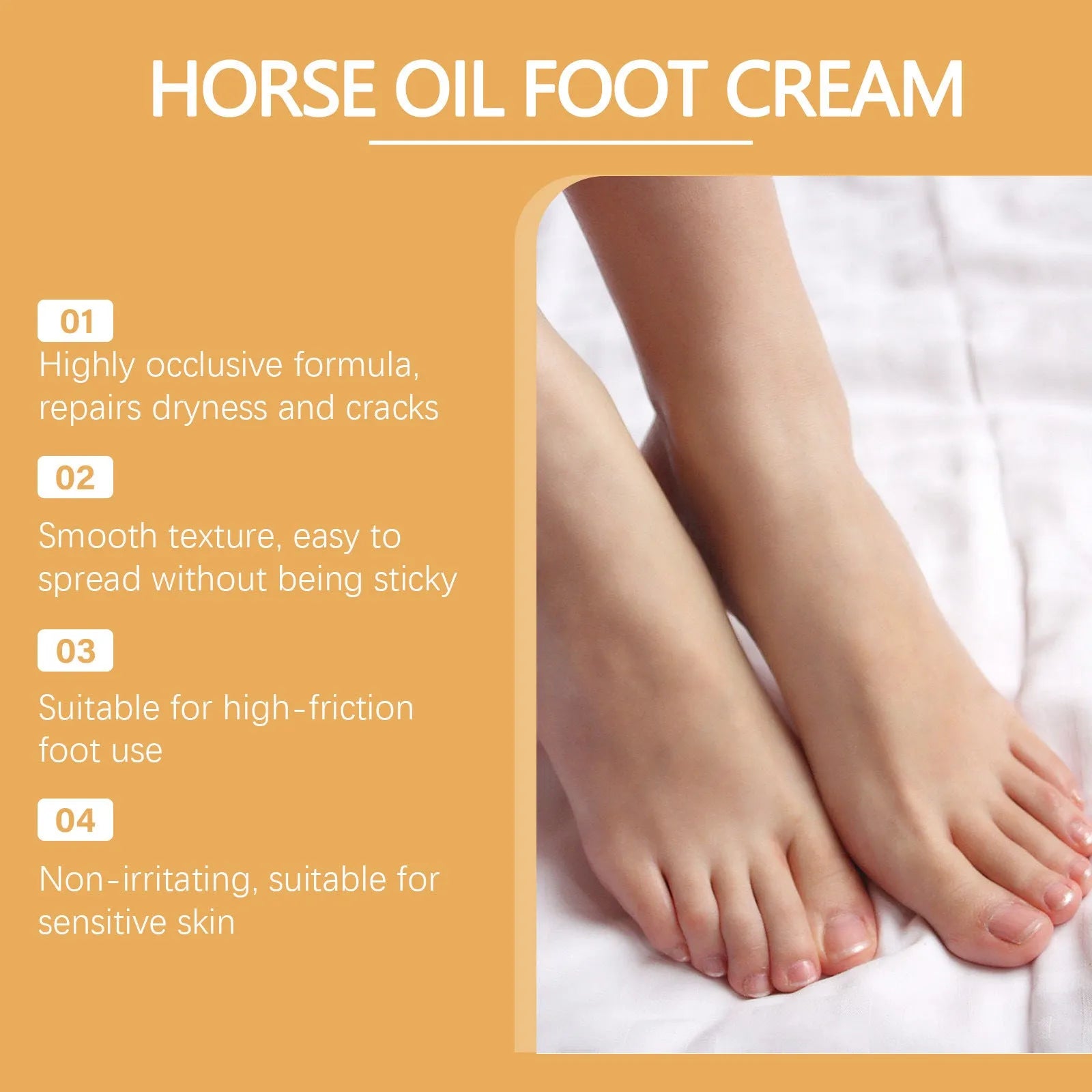 30g jar of foot and neck moisturising cream with mineral oil and horse oil formula