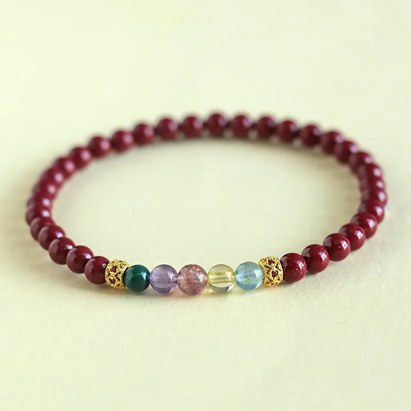 Purple gold sand crystal string bracelet with hand-strung beads in couple style design