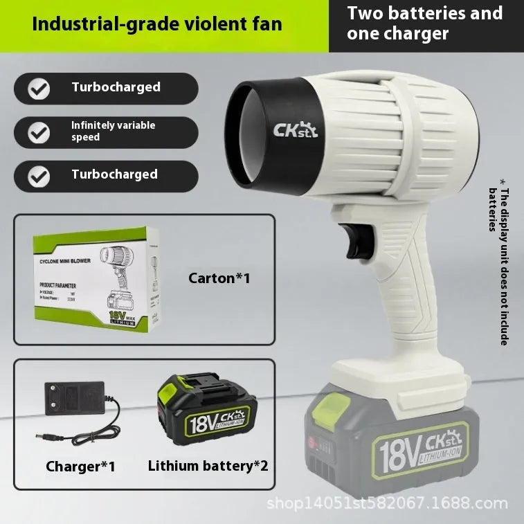 Brushless turbo fan industrial hair dryer with 21V lithium battery in green colour