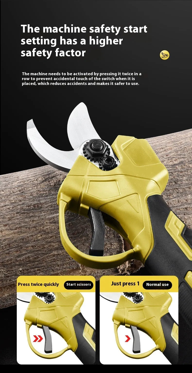 Electric pruning knife with lithium battery and brushless motor for wireless branch cutting