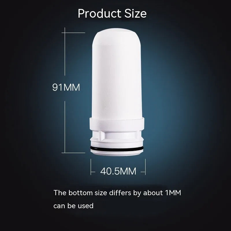 White diatom ceramic water filter element with 43x43x100mm dimensions for water purification systems