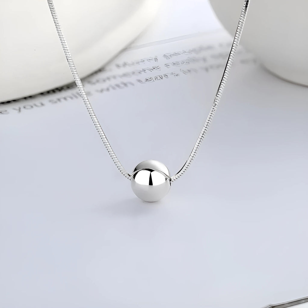 925 sterling silver clavicle chain necklace with small spherical pendant charms in round design