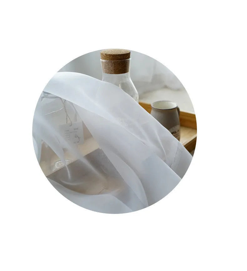 Modern simple pure colour cotton linen window screen curtain with light transmission