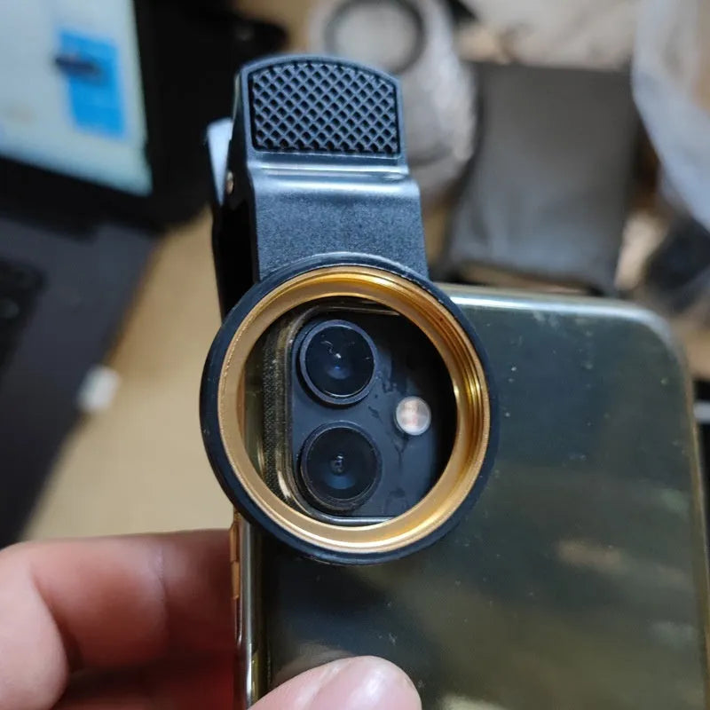 37mm universal clip for mobile phone lens filter with large hole, golden spiral teeth design