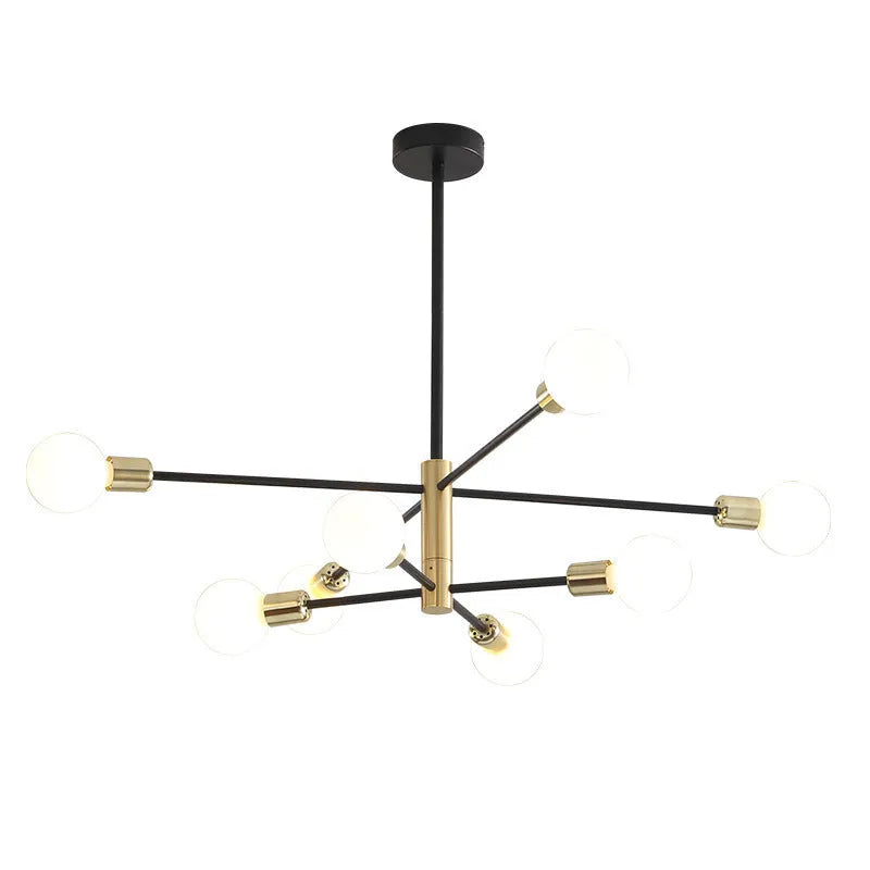 Nordic modern minimalist chandelier 65cm golden finish 6 heads ceiling light for study living room