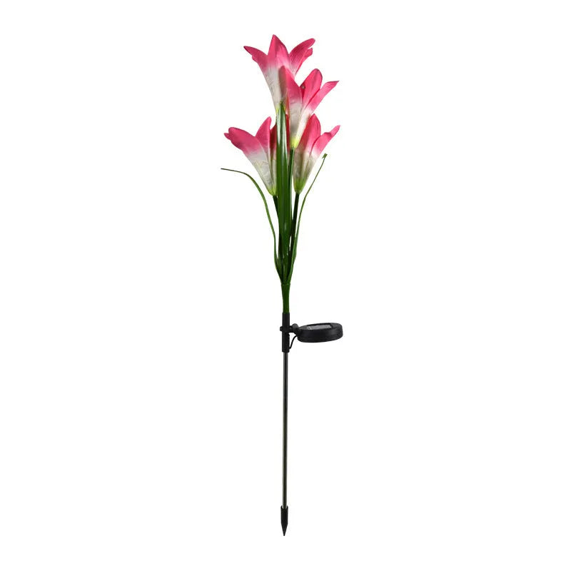 Solar-powered floral garden lantern with flower shape design, 850mm size, for outdoor courtyard and villa lighting