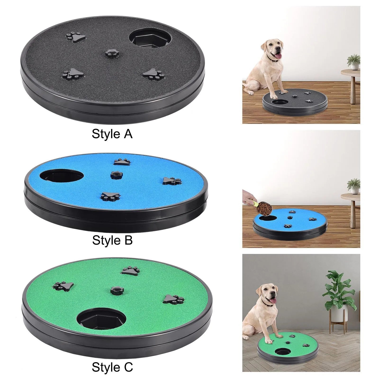 Rotating dog nail file board with six food compartments and sandpaper surface