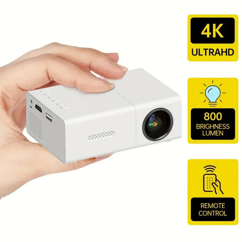 M100 portable mini home projector in black or white colour with remote control.