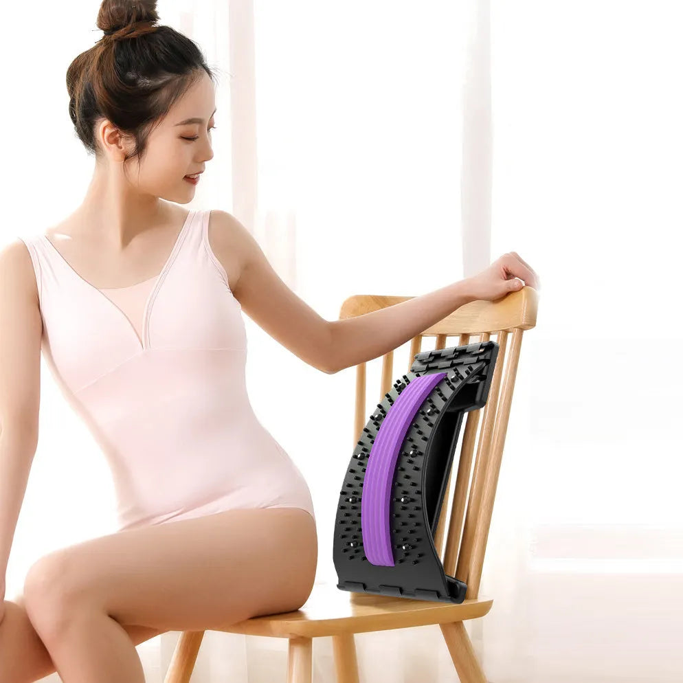 Adjustable back stretcher massager in rectangular trapezoid shape with multiple colour options