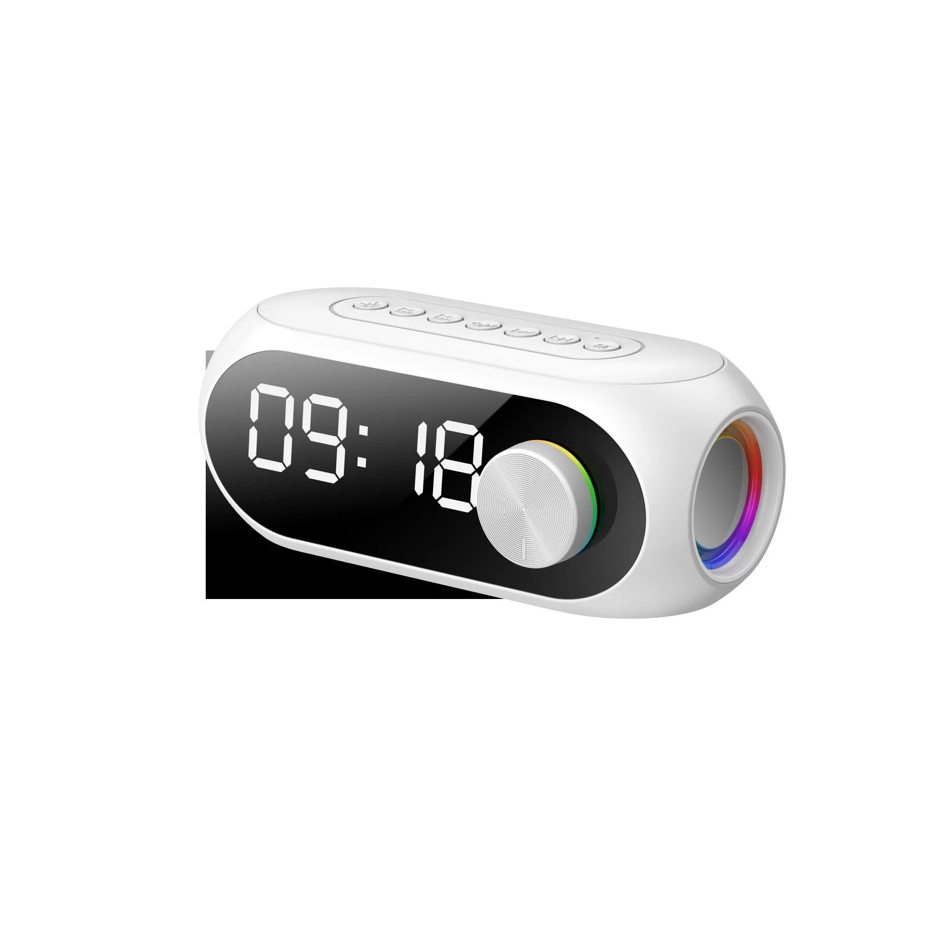 Extra Bass Portable Mini Clock Household Speaker in S8 Black colour with USB cable.