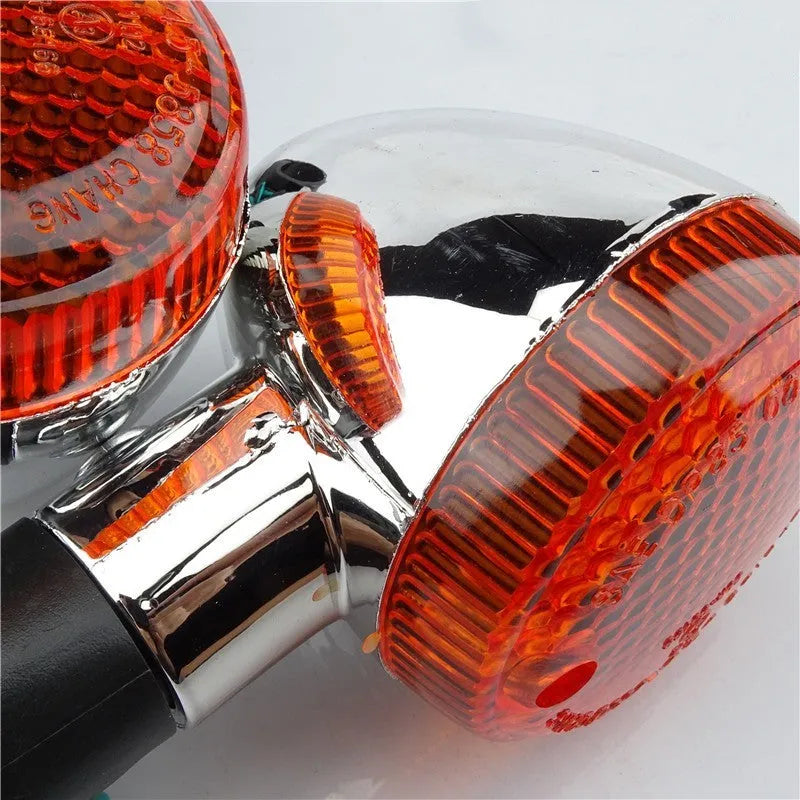 Motorcycle front and rear turn signal accessories set with soft rubber bulb assembly and lamp holders