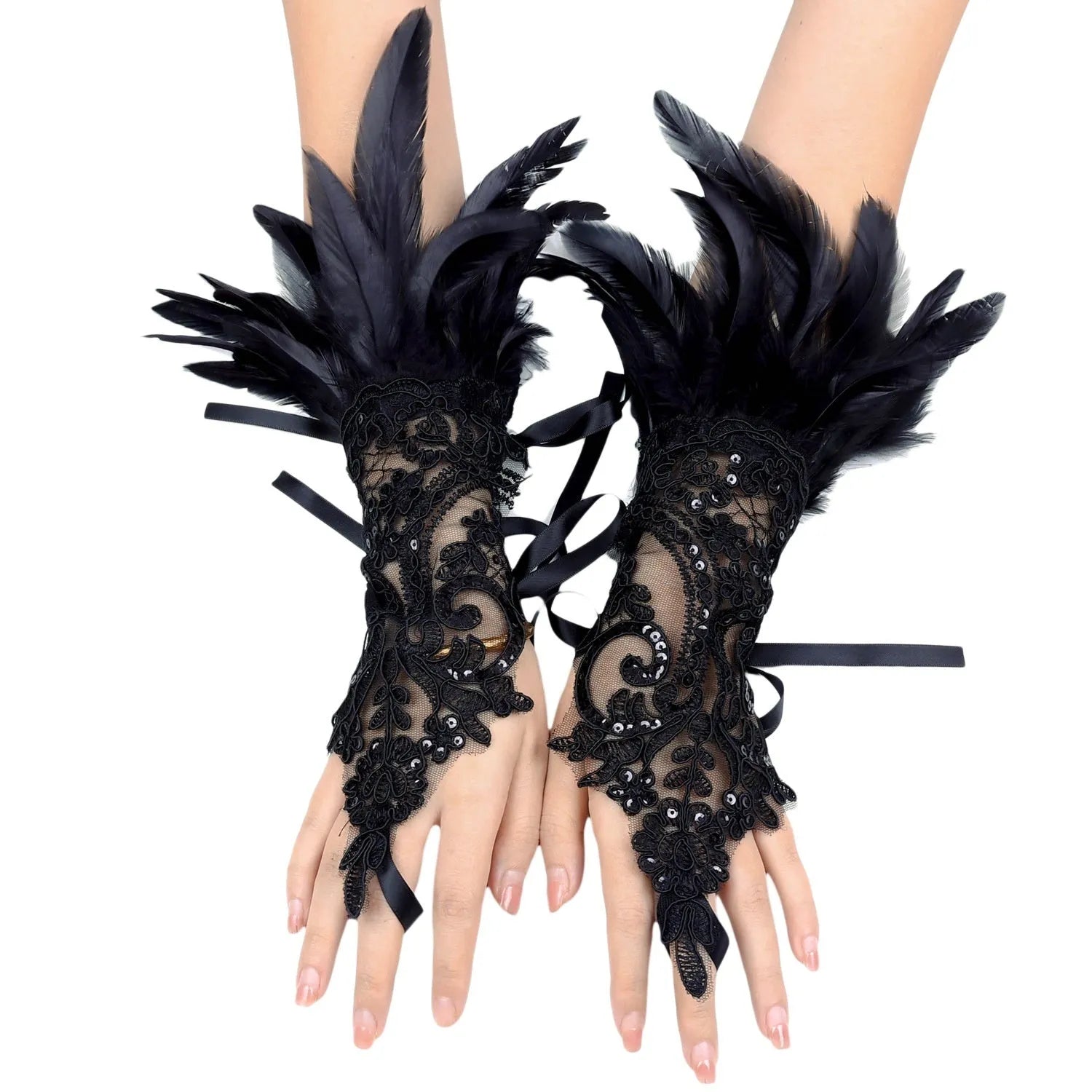 Black trumpet feather wings angel prop stage performance costume accessory