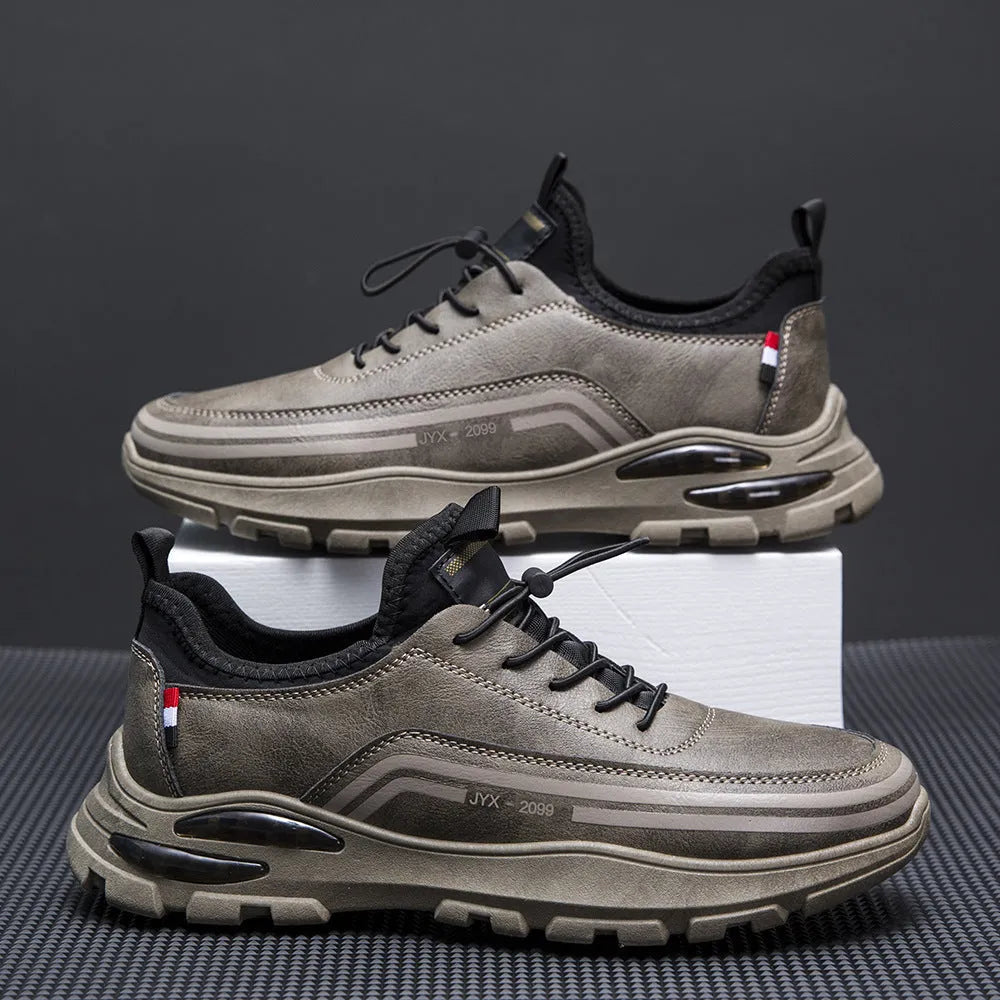 Men's black fleece-lined waterproof sneakers with padding and rubber soles