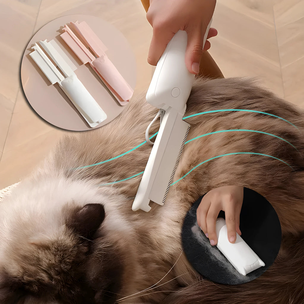 ABS plastic pet grooming brush for removing hair from cats and dogs in pink and white colours