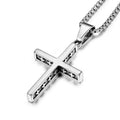 Titanium steel religious necklace with bowknot alloy pendant and pearl chain, adjustable 51-80cm, unisex