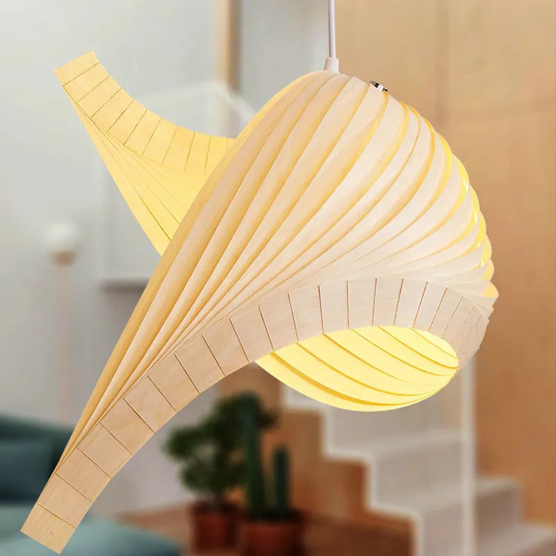 Wood woven single head pendant lamp, 40cm diameter by 60cm height, LED ceiling light for living room or restaurant