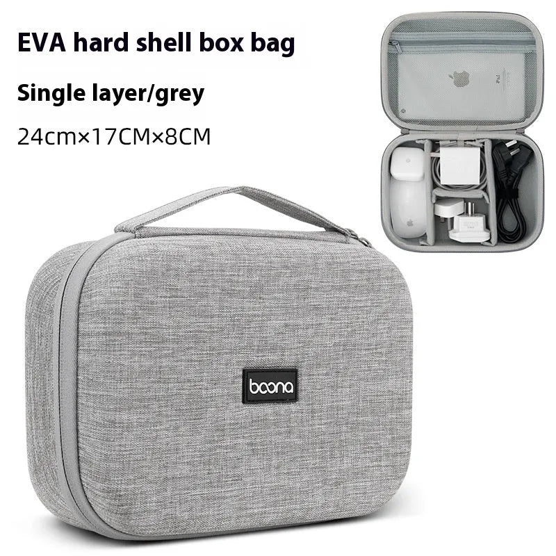 Gray EVA multifunctional digital storage bag for data cable headset charger with 3kg load capacity