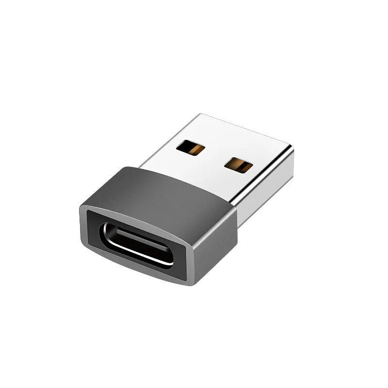 USB to Type-C adapter showing Type-C female and USB male connectors in black colour option