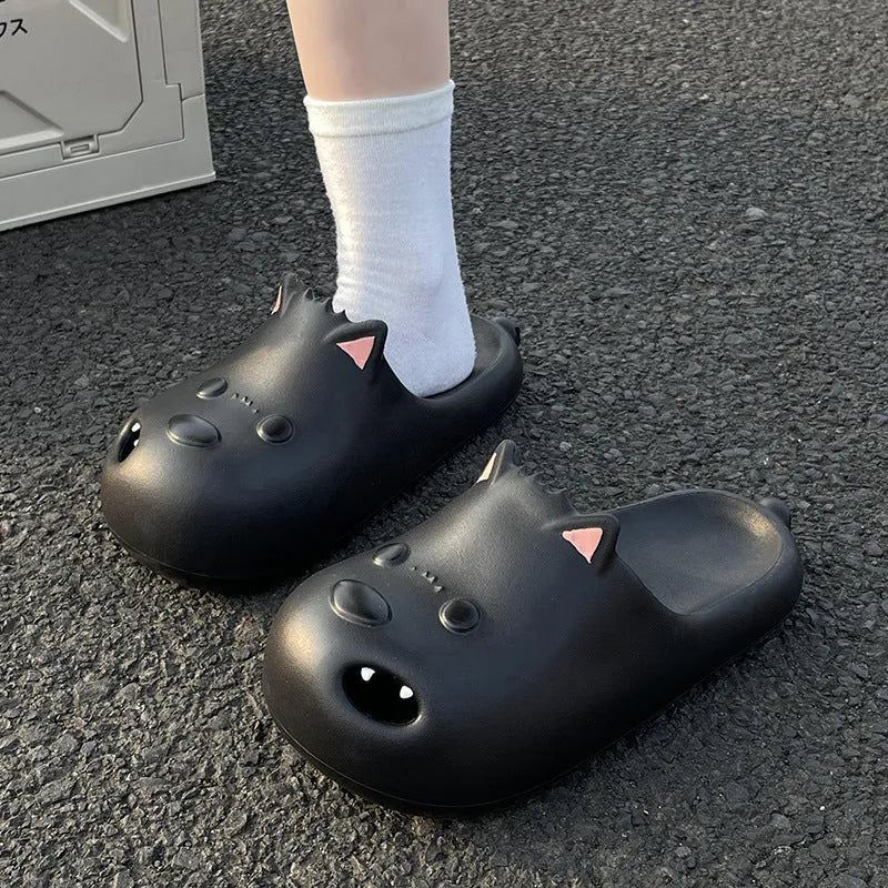 White and Black women's EVA toe cap slipper sandals on a size chart showing 36-45.