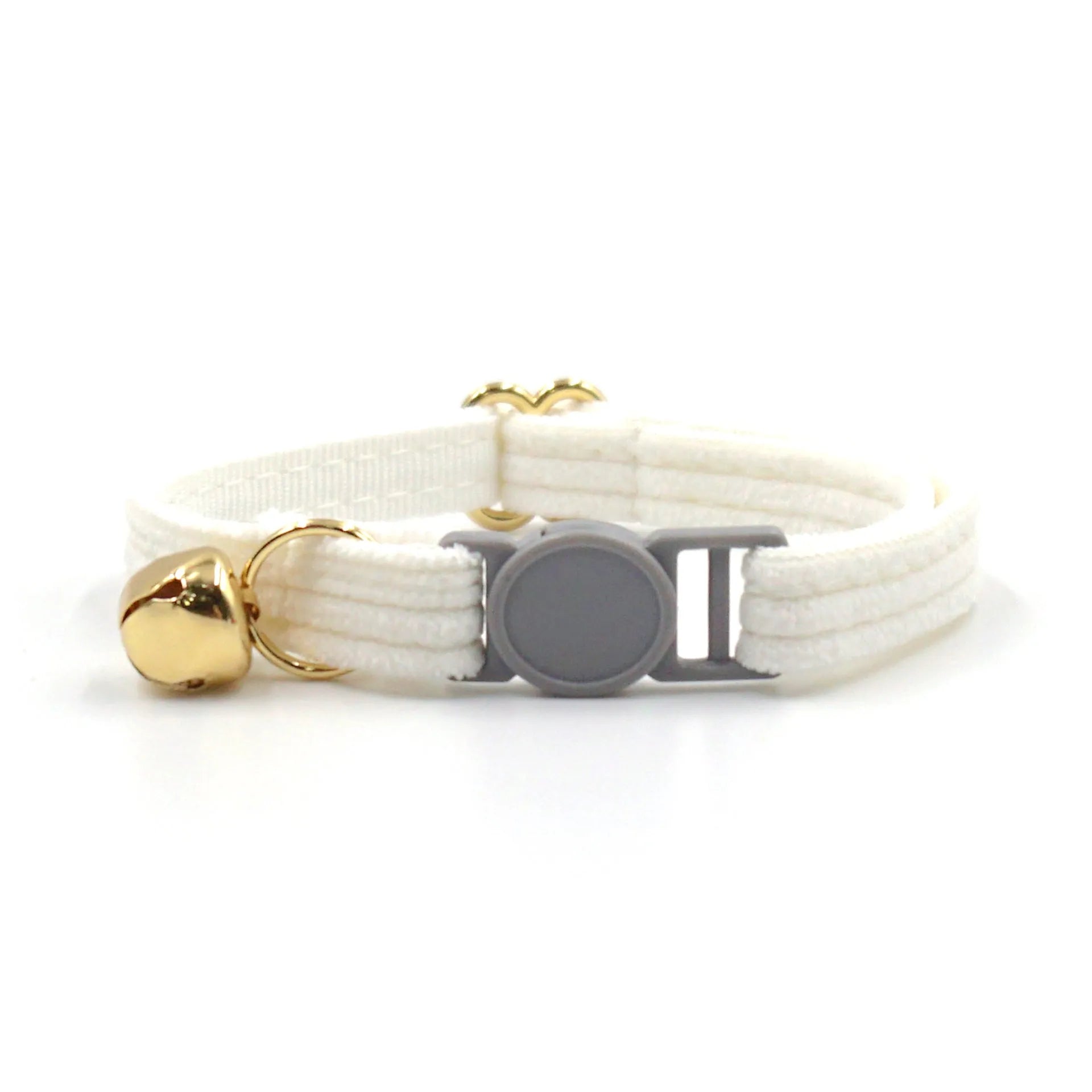 Cat collar with safety buckle and bell, available in corduroy or velvet, in multiple colours for small cats.
