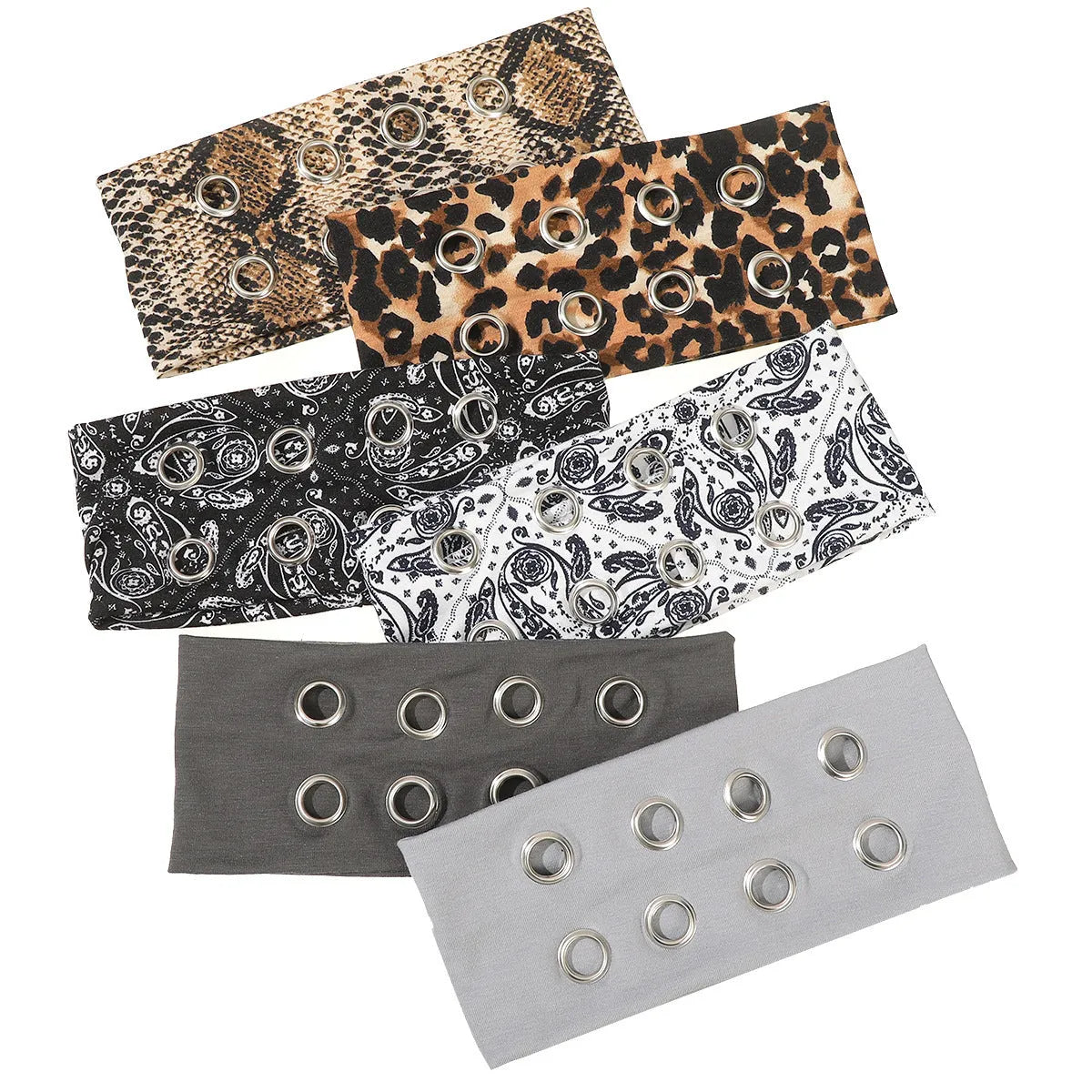 Hollow metal pullover hair band for exercise in leopard print colour