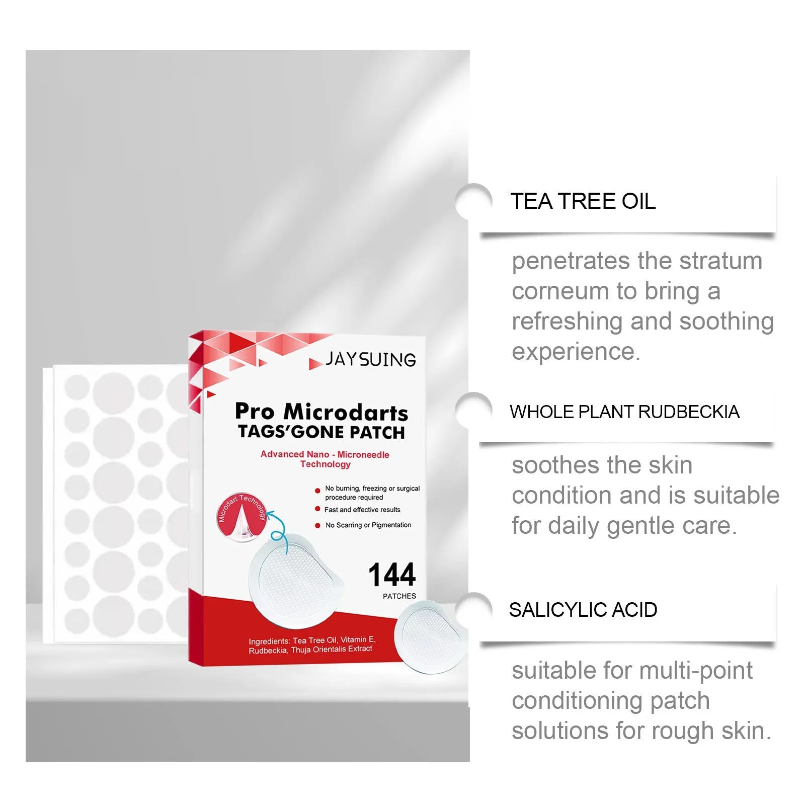 Micro needle wart removal care patches with adhesive bandage and tea tree oil formulation