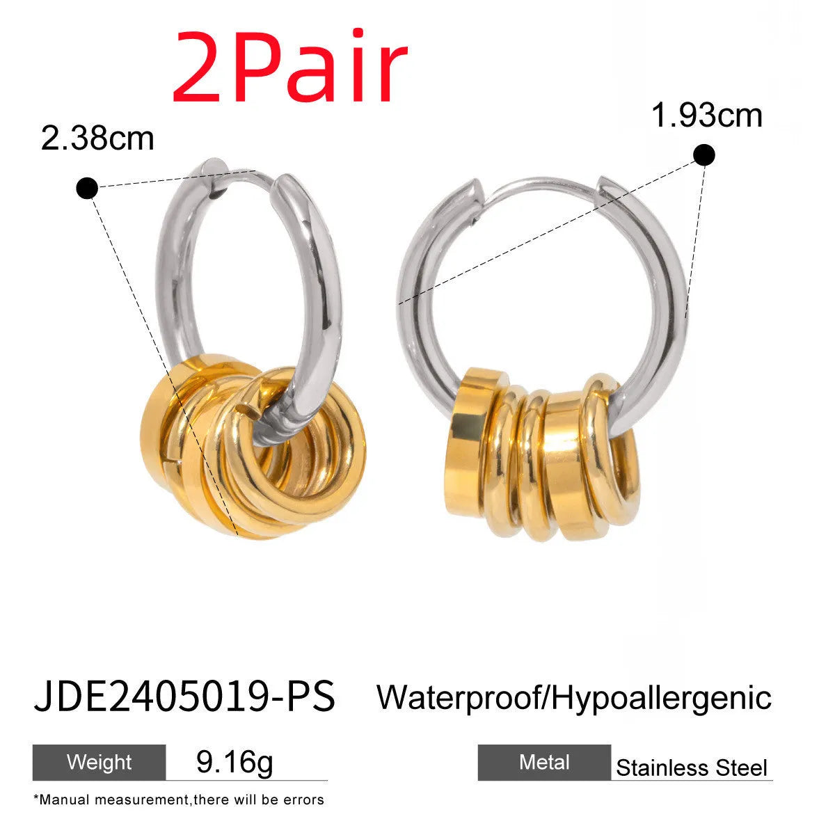 A pair of ins style stainless steel earrings with an electroplated silver-coloured finish.